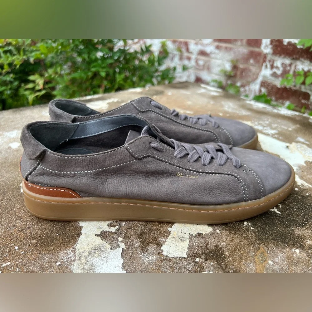 Sam Edelman JAYME River Rock Gray Brown Leather Casual Sneaker Size 8.5M